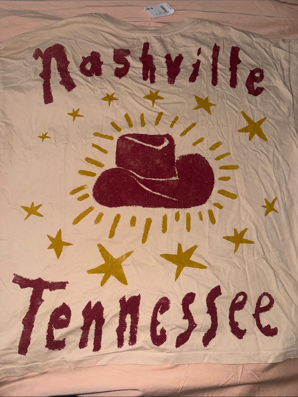 NWT Free People x DayDreamer Johnny Cash doodles tee Ivory OS - Picture 6 of 8